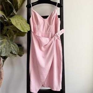 Elegant Pink Wrap Dress